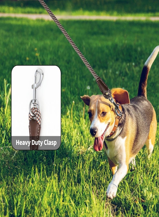 مايل هاي لايف طوق كلاب من Mile High Life بمقبض مغلف بالجلد الطبيعي، مع حبل متين مزود بمشبك للكلاب الصغيرة والمتوسطة والكبيرة (بني، 5 أقدام) - Image 2